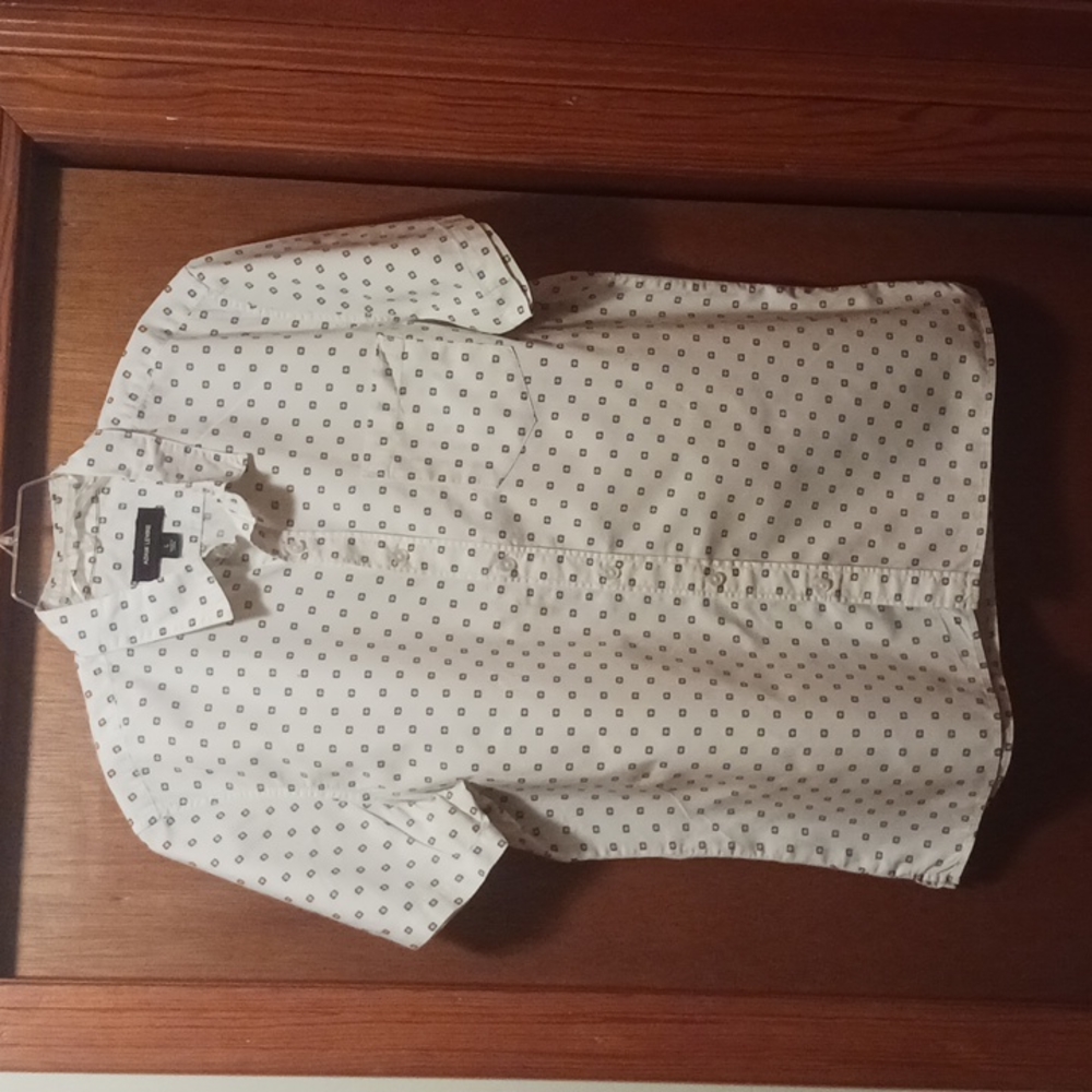 Adam Levine, Large  White Button Down Casual Print Shirt